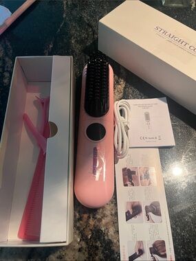 Pink Electric Hair Straightening Brush